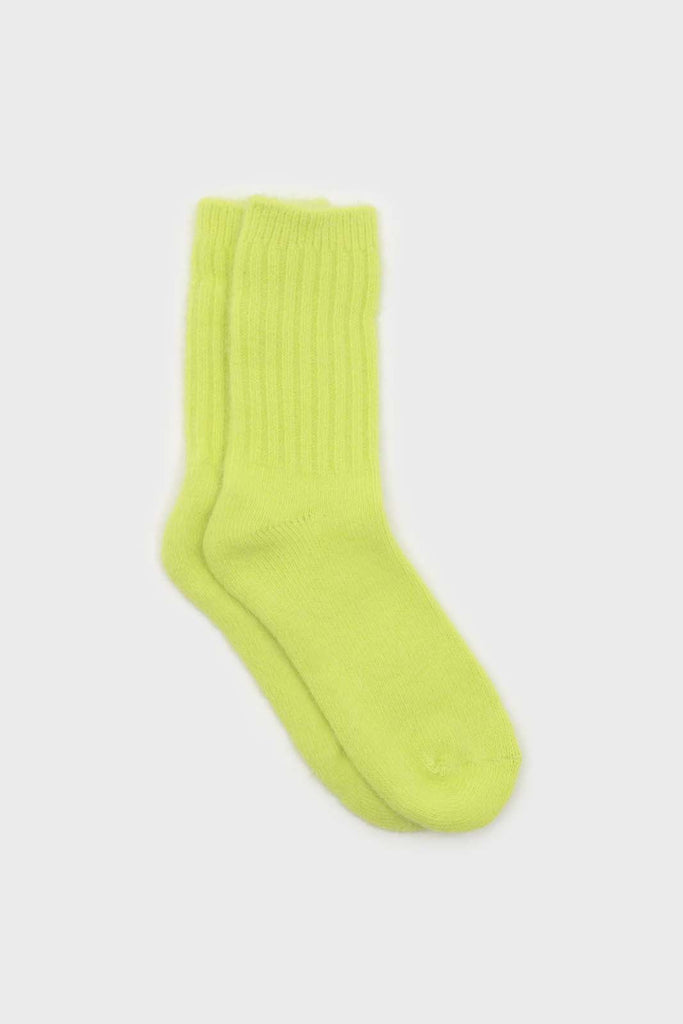Neon yellow angora ribbed socks_1