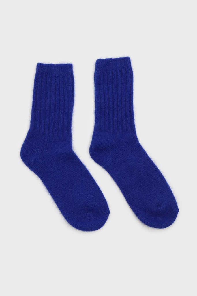 Cobalt blue angora ribbed socks_2