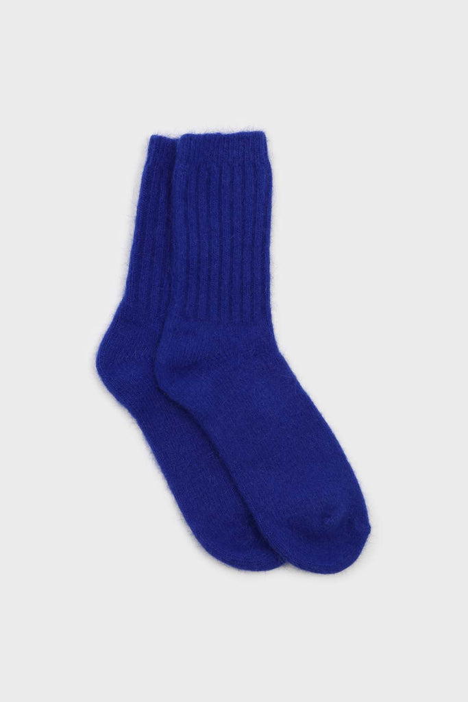 Cobalt blue angora ribbed socks_1