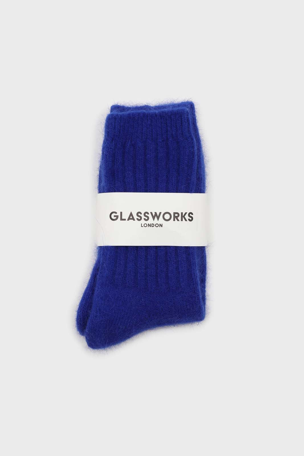 Cobalt blue angora ribbed socks