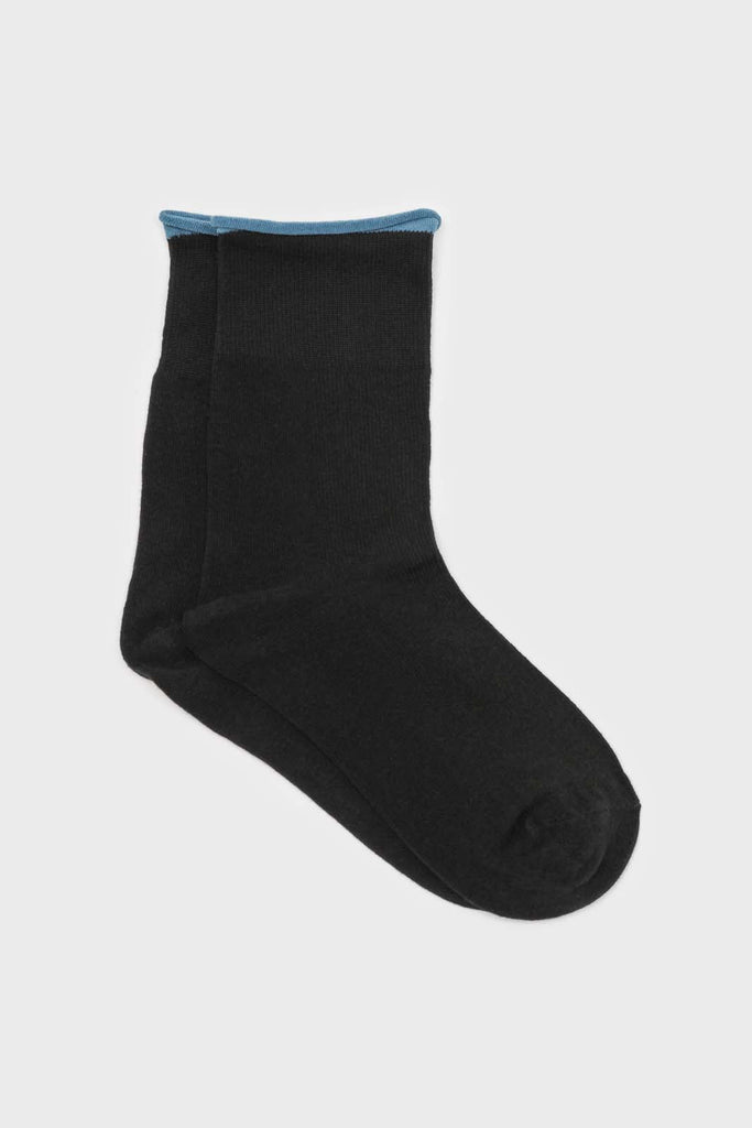 Black and blue rolled trim socks_1