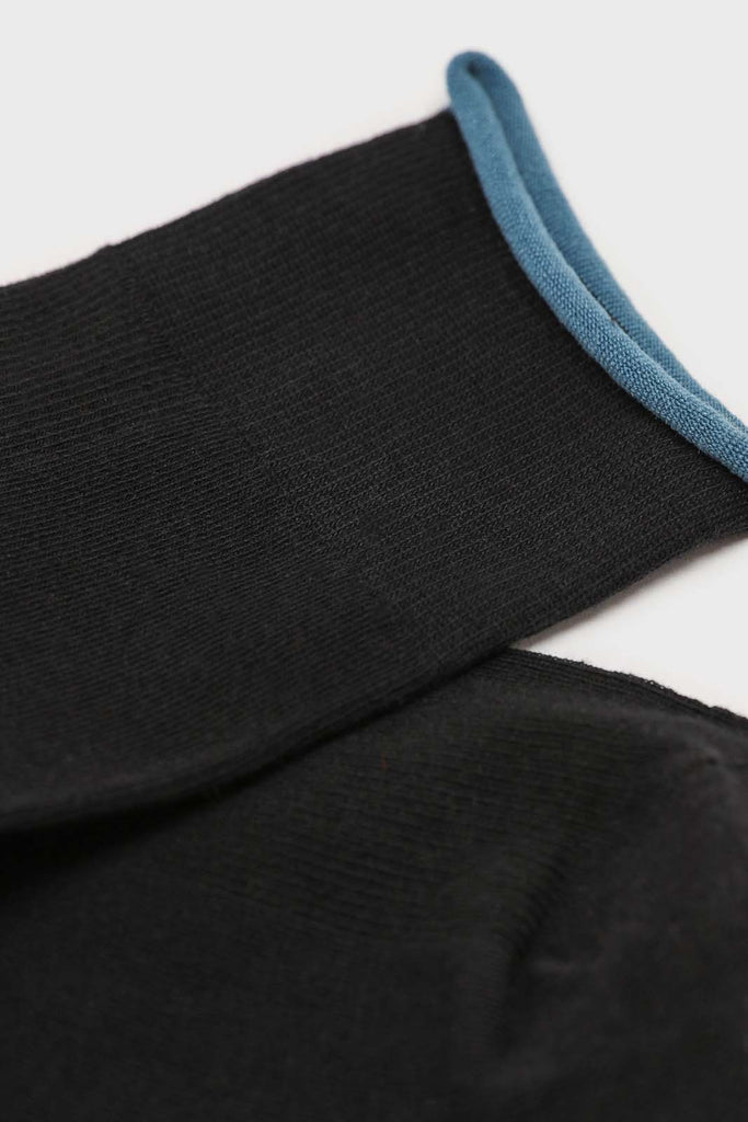 Black and blue rolled trim socks_2