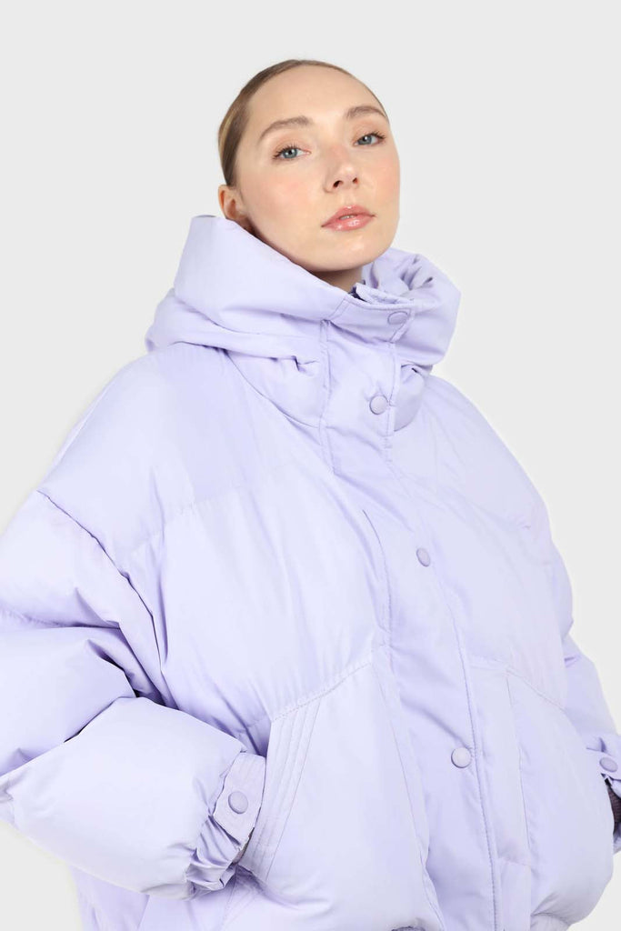 Lilac hooded thick puffer jacket_4
