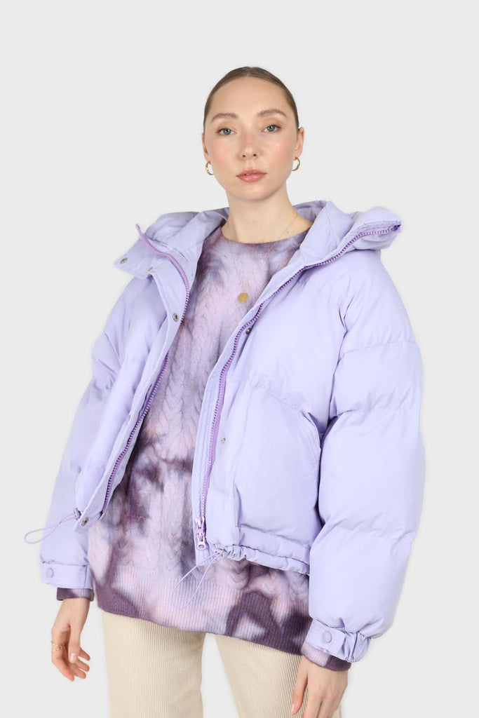 Lilac hooded thick puffer jacket_8