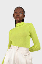 Bright green wool blend turtleneck top_2