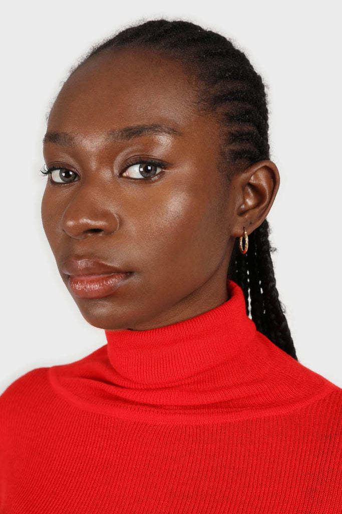 Bright red wool blend turtleneck top_4