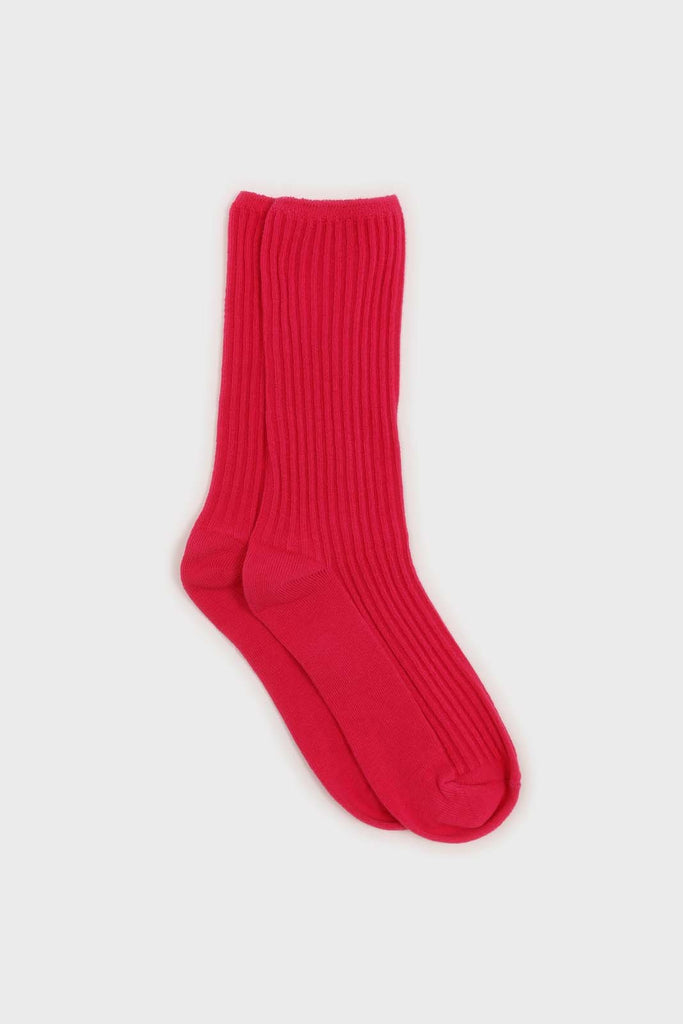 Hot pink long ribbed socks_1