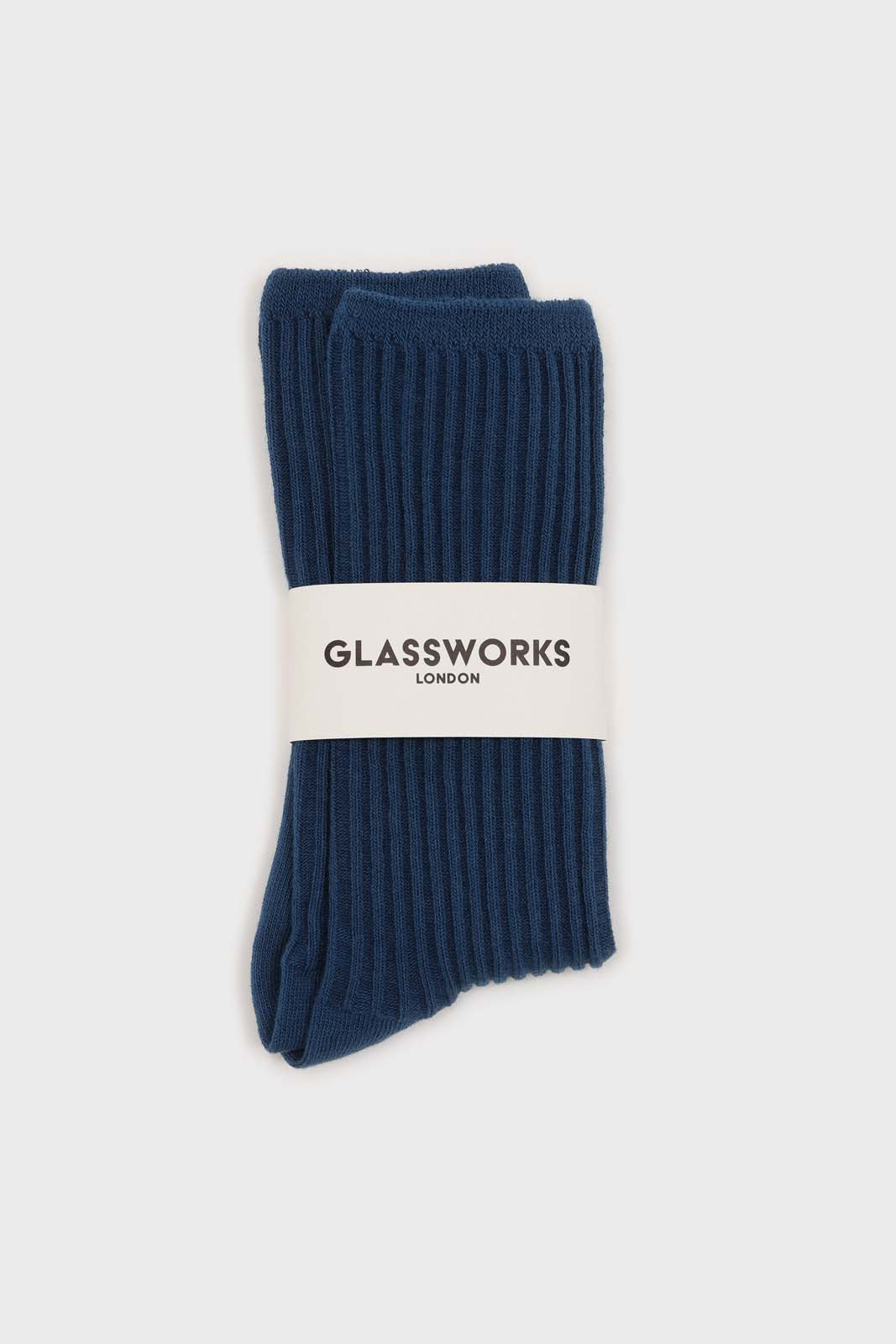 Dark blue long ribbed socks_3