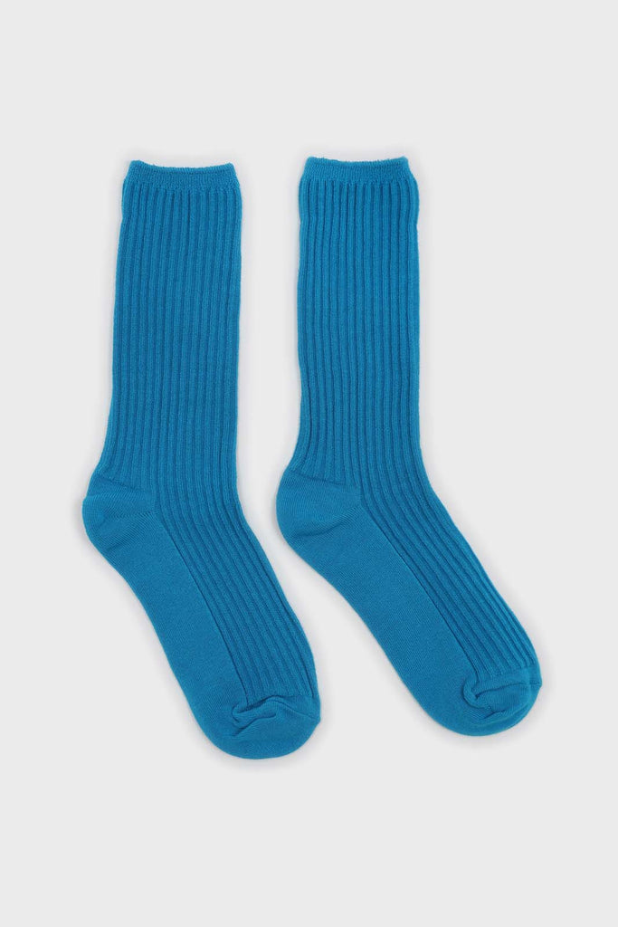 Bright blue long ribbed socks_4