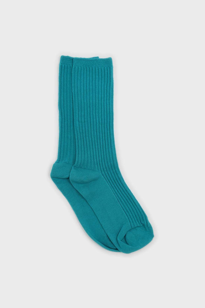 Aqua blue long ribbed socks_1