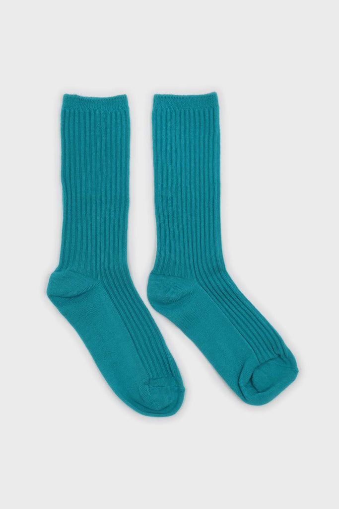 Aqua blue long ribbed socks_4