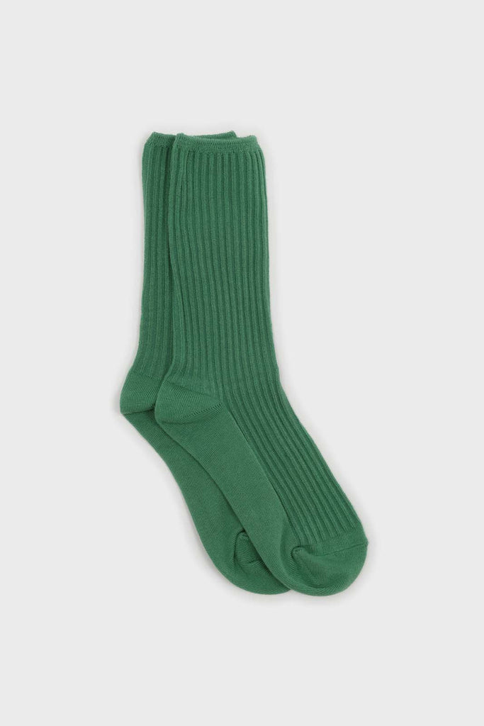 Bright green long ribbed socks_1