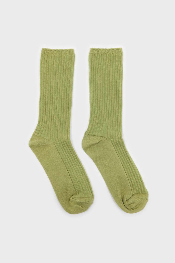 Lime green long ribbed socks_4