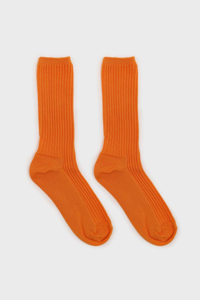 Bright orange long ribbed socks_3