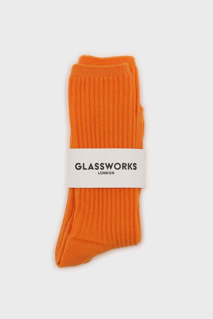 Bright orange long ribbed socks_2