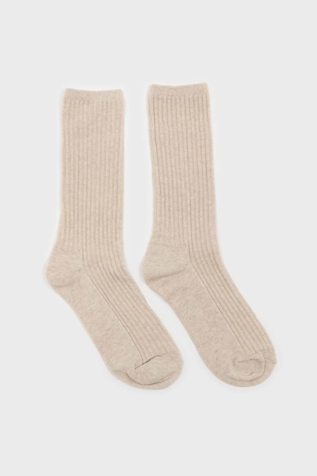 Oatmeal long ribbed socks_4