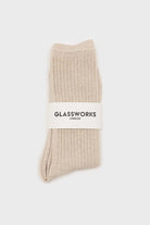 Oatmeal long ribbed socks_3