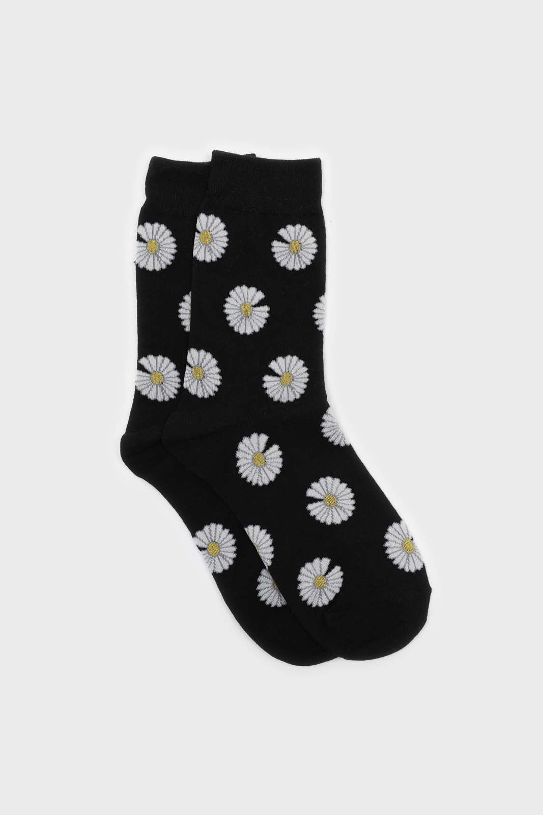 ivory daisy print socks