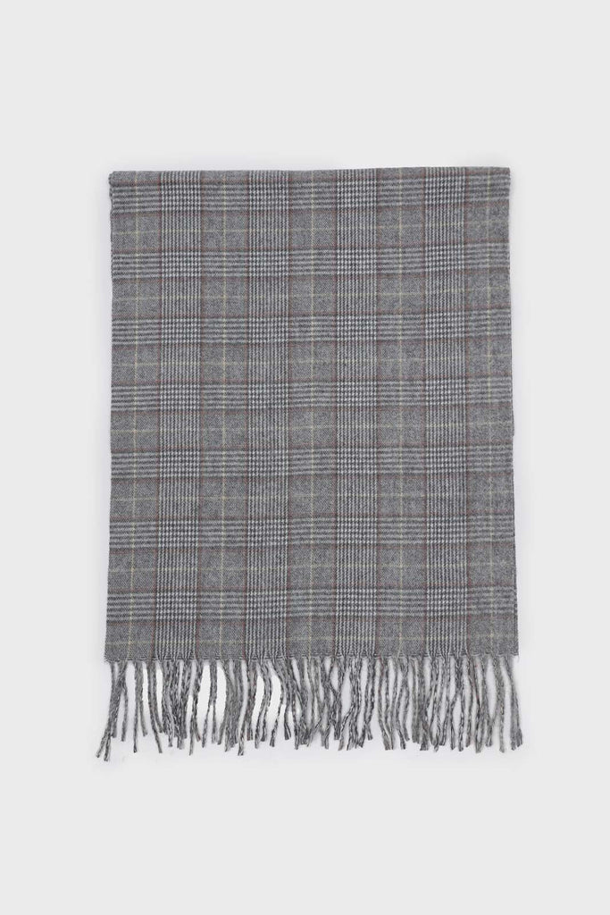 Pale grey and white smart checked scarf_1
