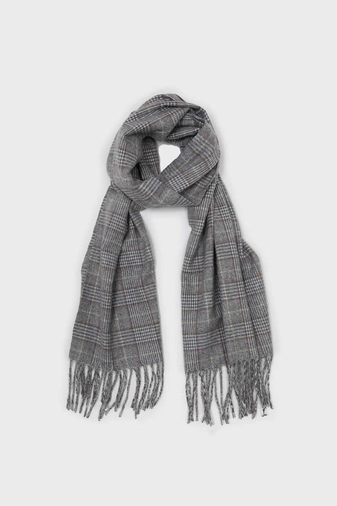 Pale grey and white smart checked scarf_4