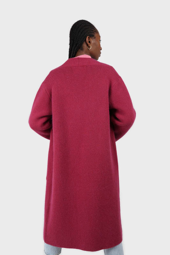 Beet red thick angora sweater coat_8