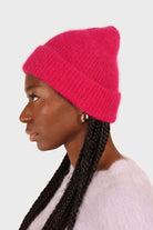 Bright purple mohair beanie hat_2