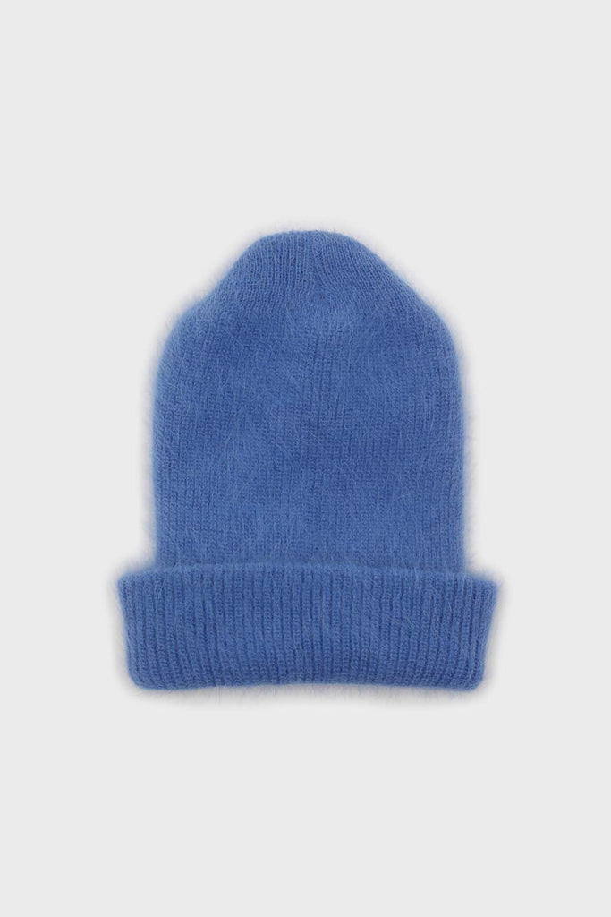 Bright blue mohair beanie hat_3