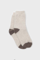 Oatmeal and brown furry color block angora socks_1
