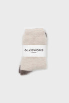 Oatmeal and brown furry color block angora socks_4