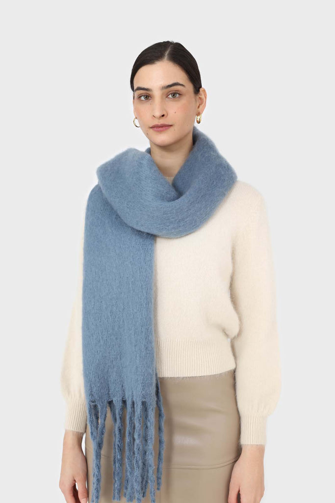 Bright blue fuzzy thick scarf - 826_2