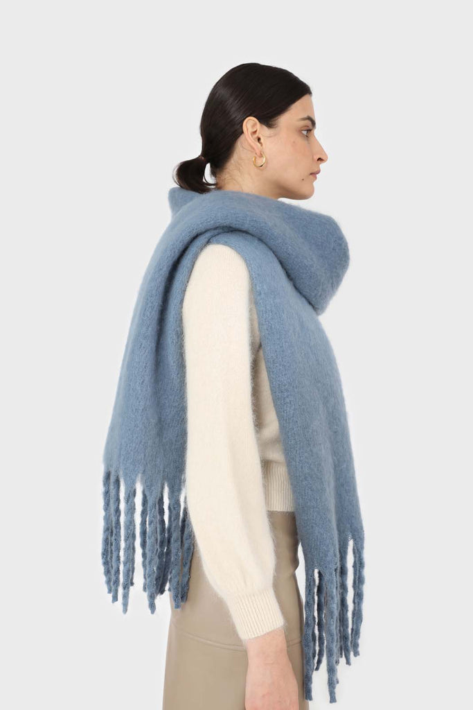 Bright blue fuzzy thick scarf - 826_6