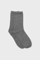 Dark grey smooth wool long socks_1