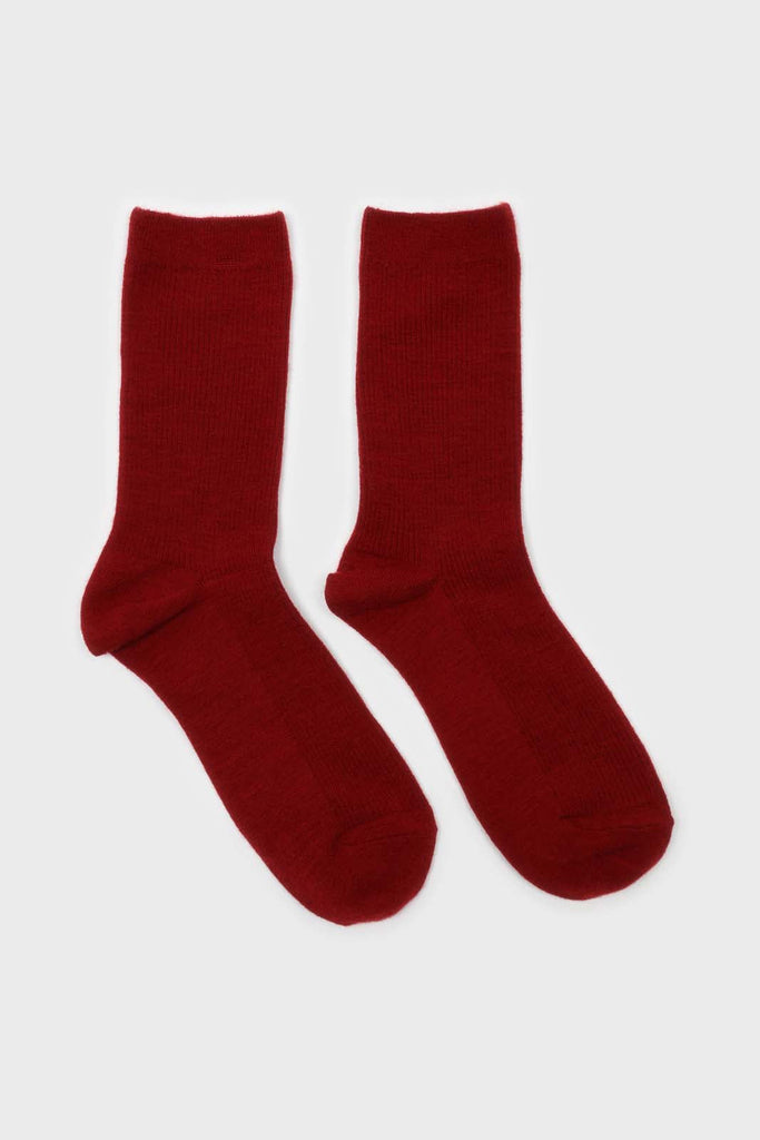Deep red merino wool socks_4