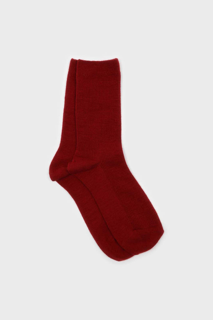 Deep red merino wool socks_1