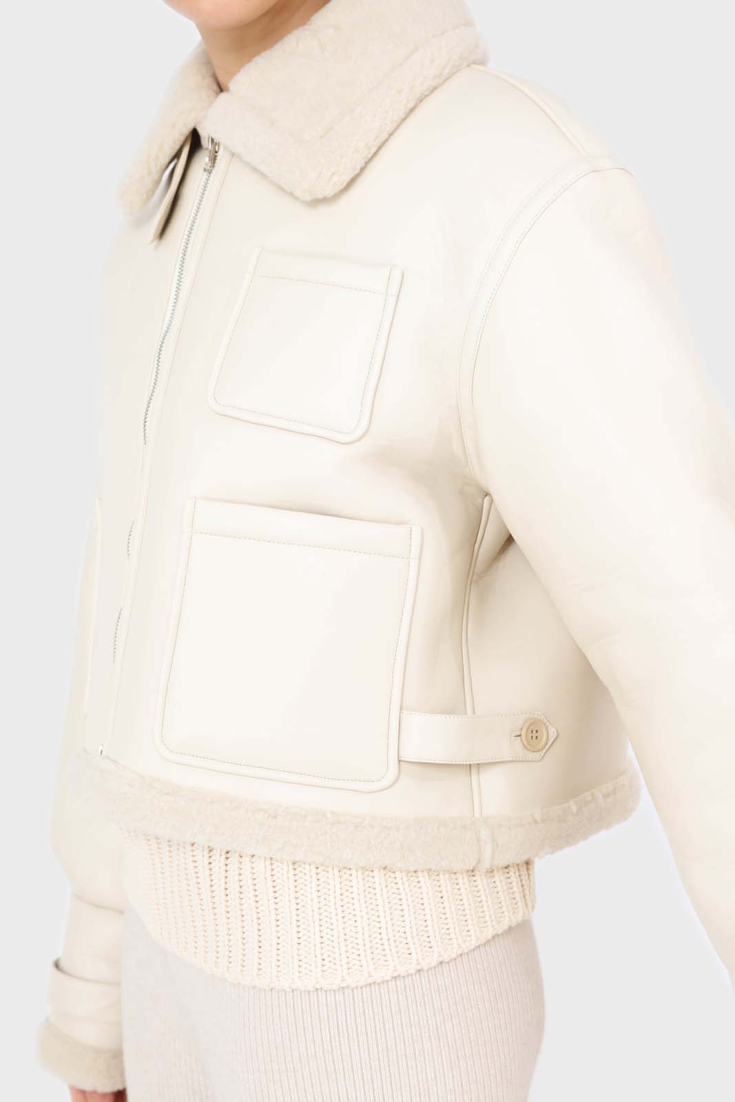 Ivory faux shearling biker jacket_4