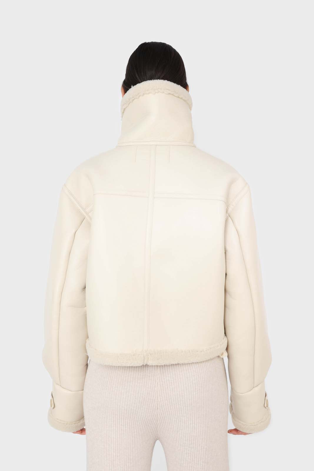 Ivory faux shearling biker jacket_5