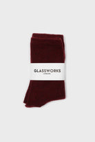 Burgundy smooth wool long socks_3