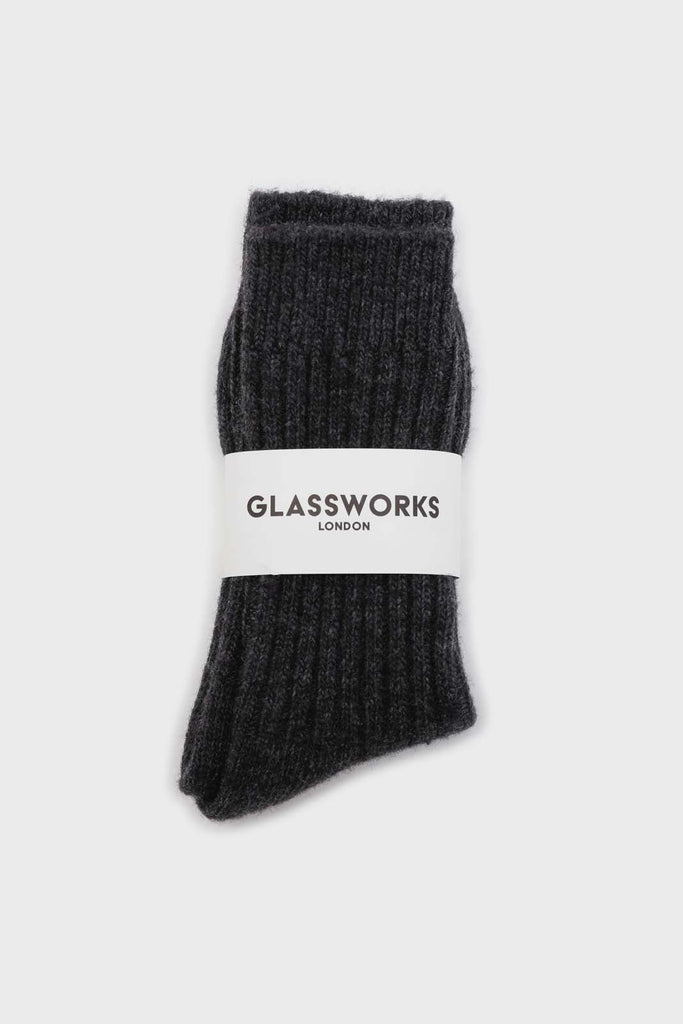 Charcoal cashmere wool blend socks_3