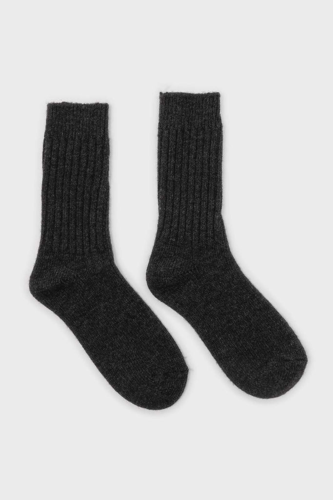 Charcoal cashmere wool blend socks_4