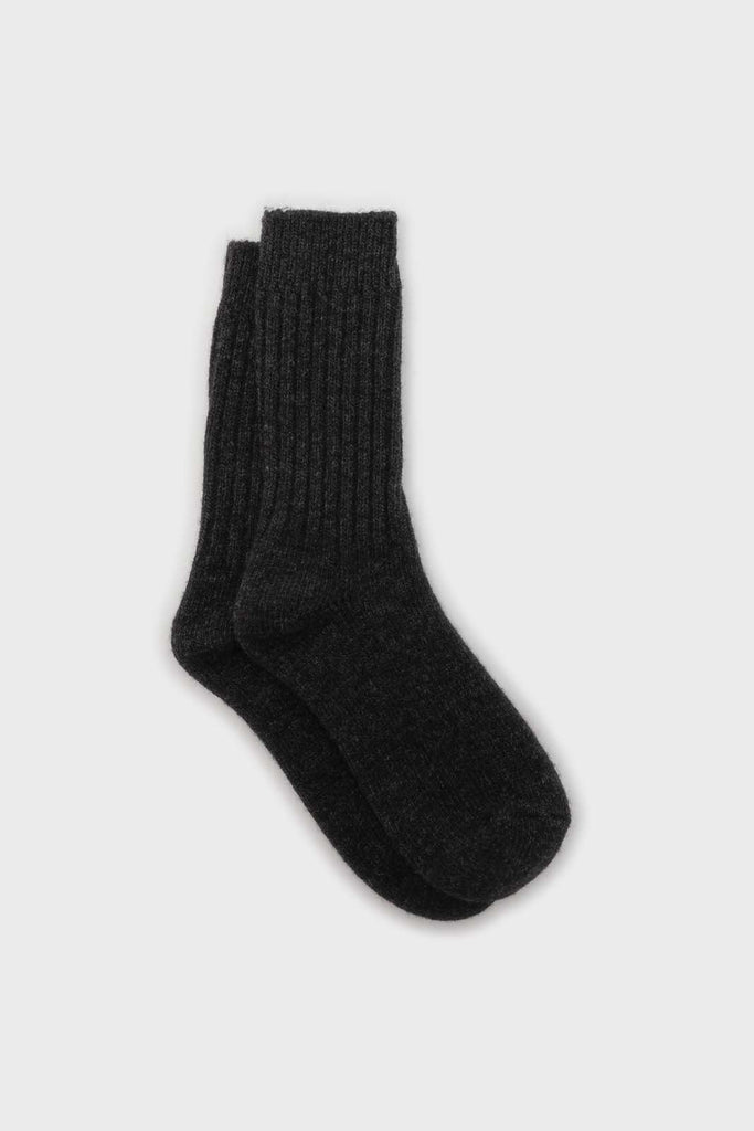 Charcoal cashmere wool blend socks_1