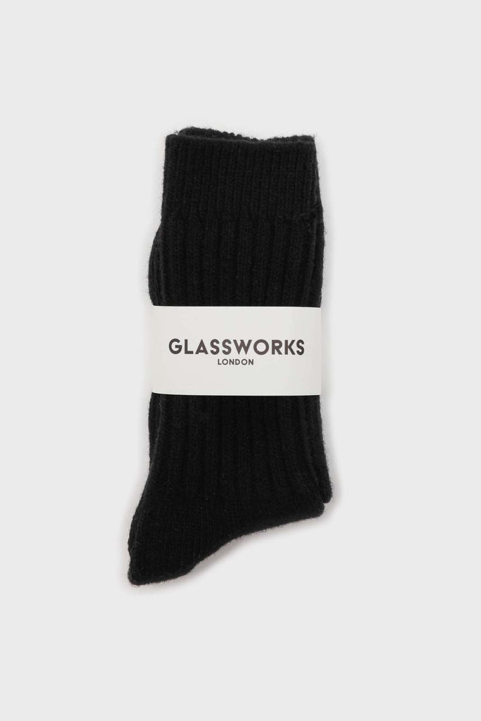 Black cashmere wool blend socks_3