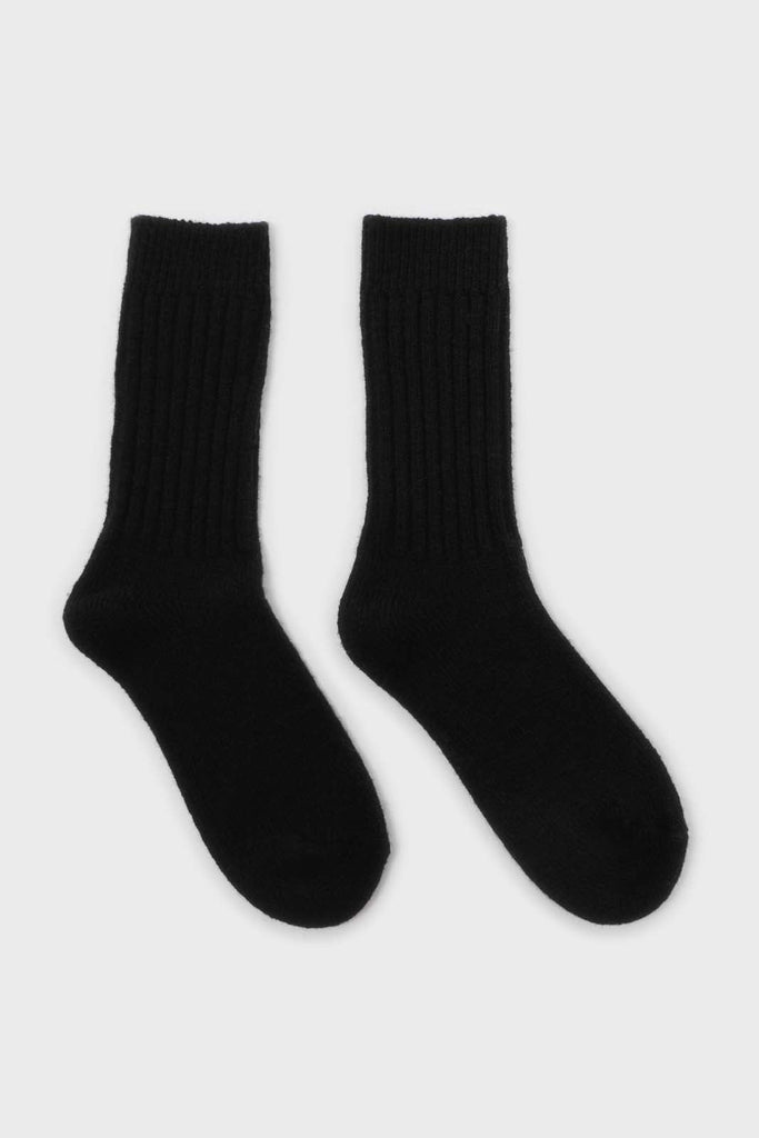 Black cashmere wool blend socks_4