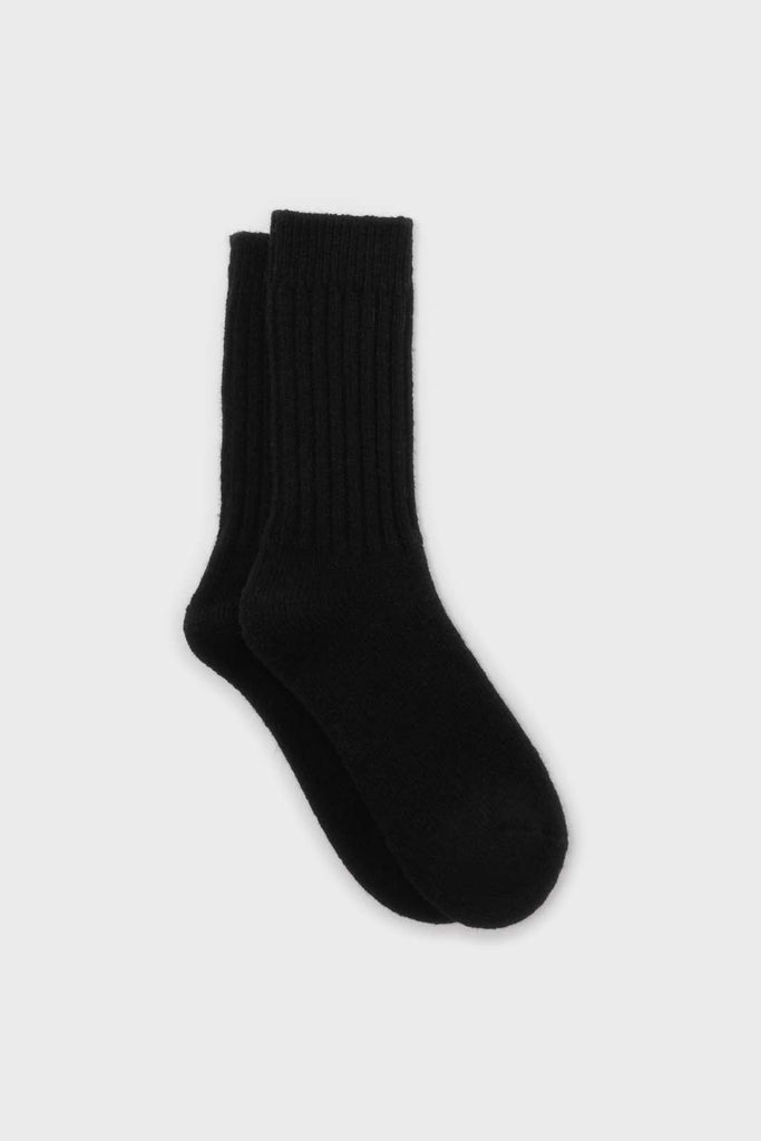 Black cashmere wool blend socks_1