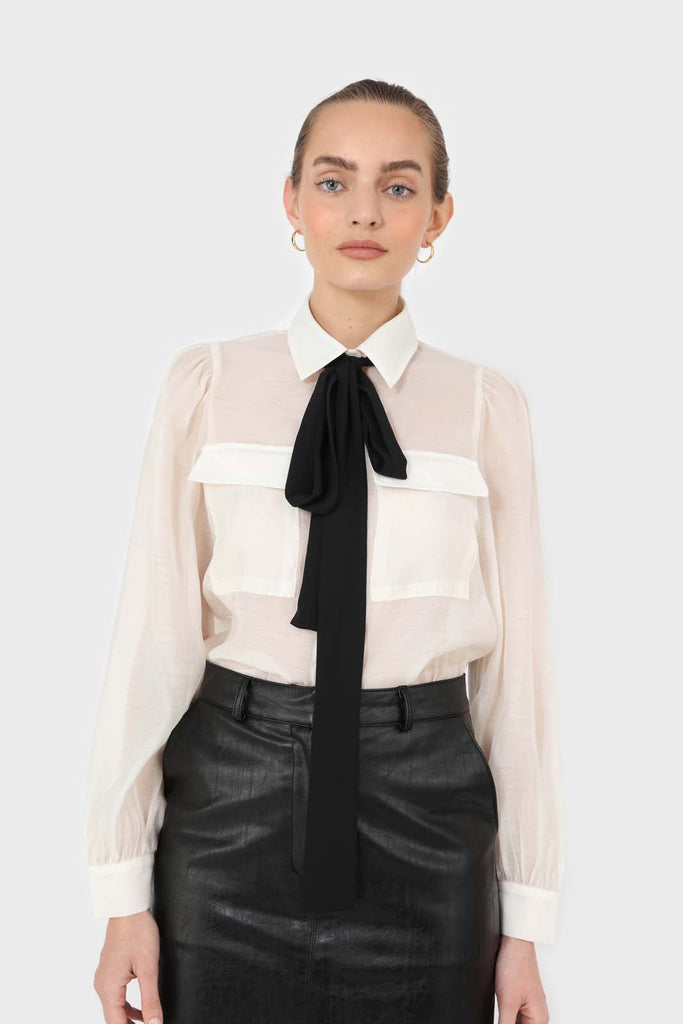 Ivory and black pussy bow semi sheer blouse_5