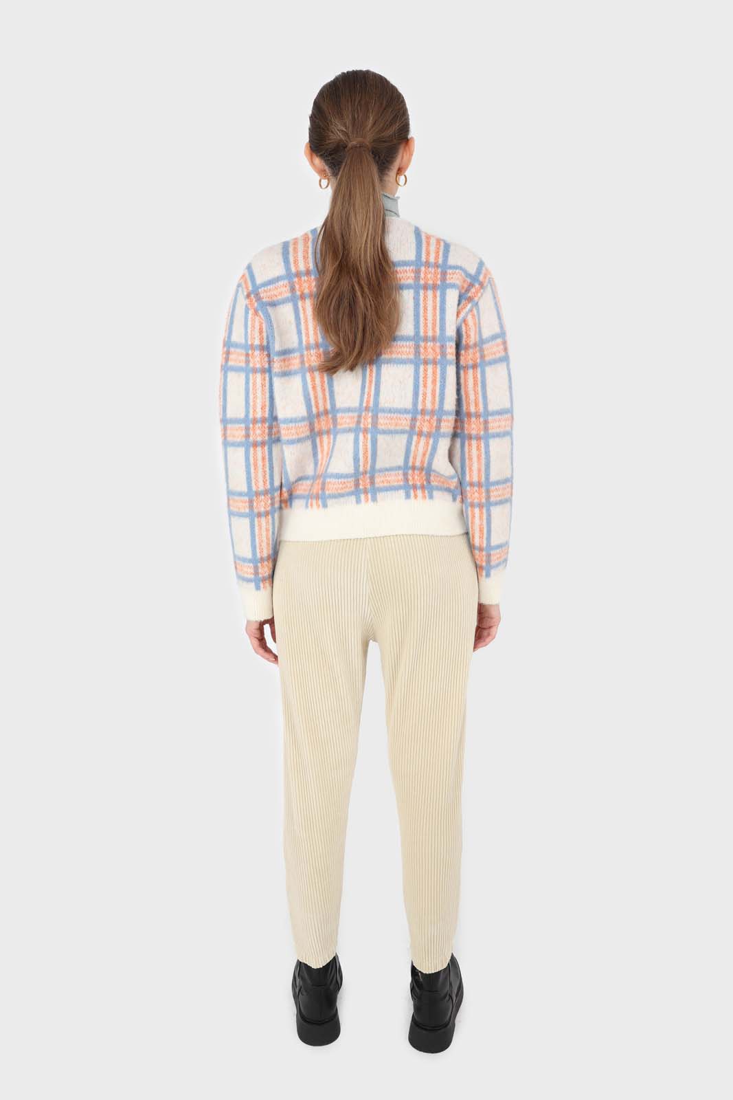 Beige ribbed velvet loose fit trousers_4