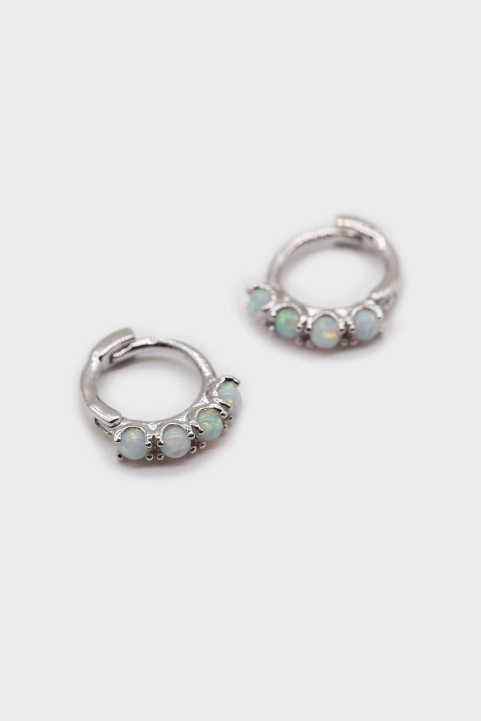 Silver iridescent huggie hoop earrings - 7mm_1