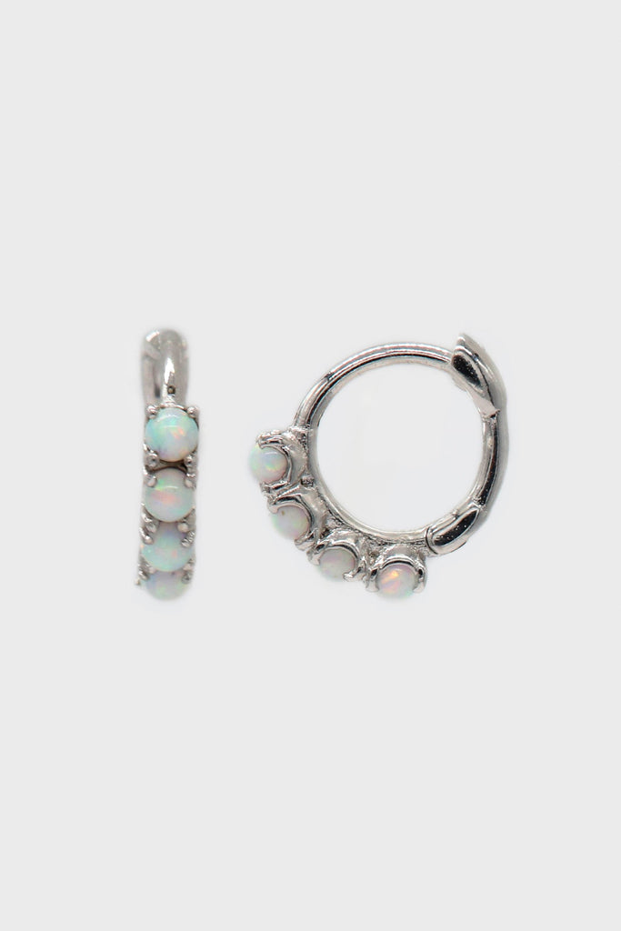 Silver iridescent huggie hoop earrings - 7mm_4