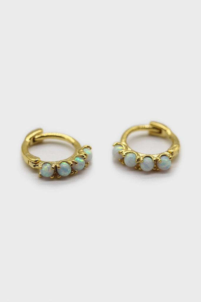 Gold iridescent huggie hoop earrings - 7mm_1