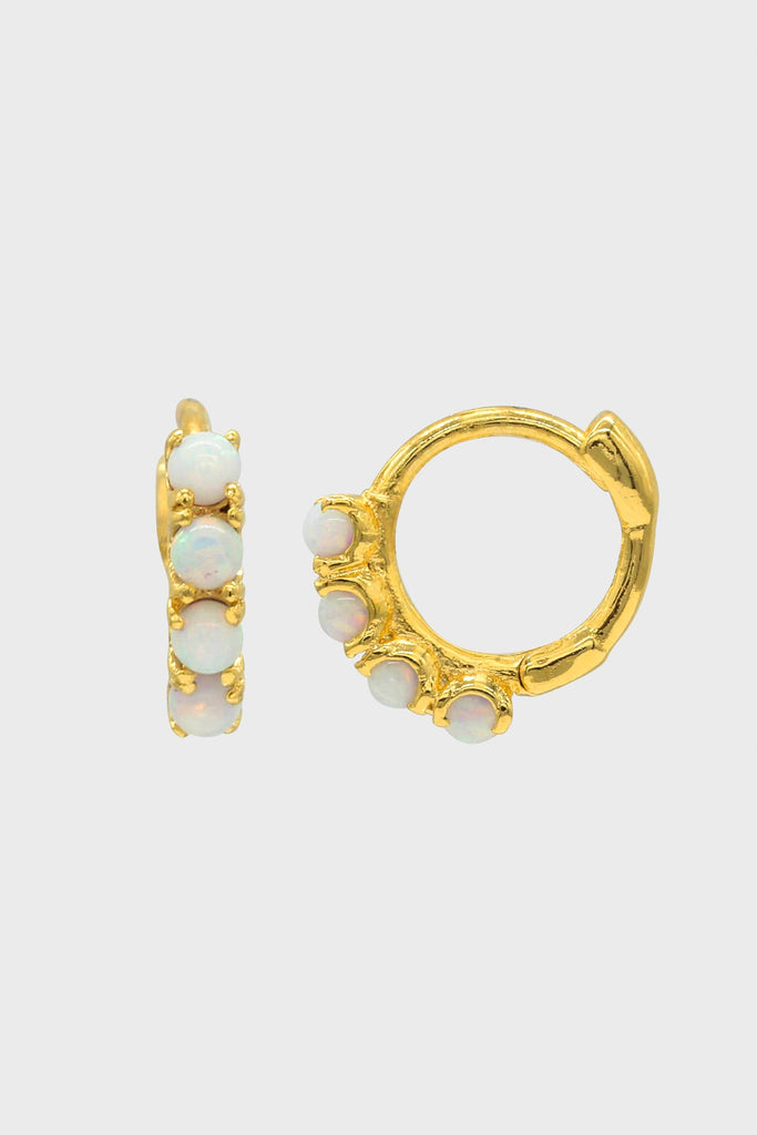 Gold iridescent huggie hoop earrings - 7mm_4