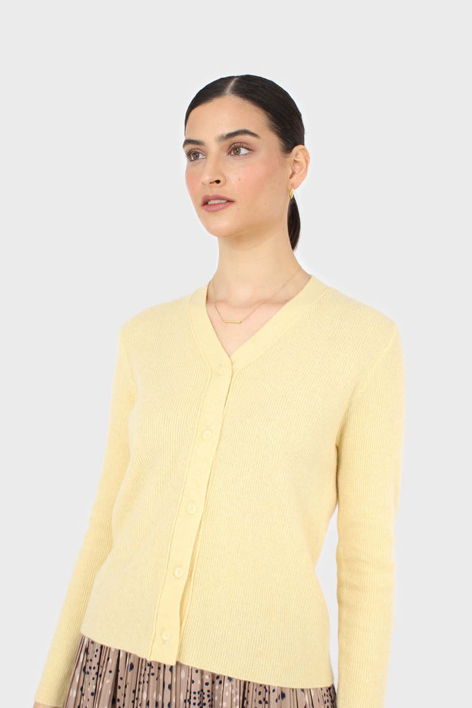 Pale yellow cashmere blend cardigan_1